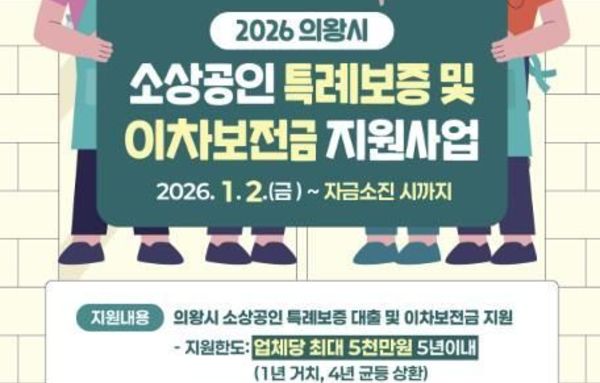 의왕시, 2026년 소상공인 특례보증 및 이차보전금 지원사업 추진!