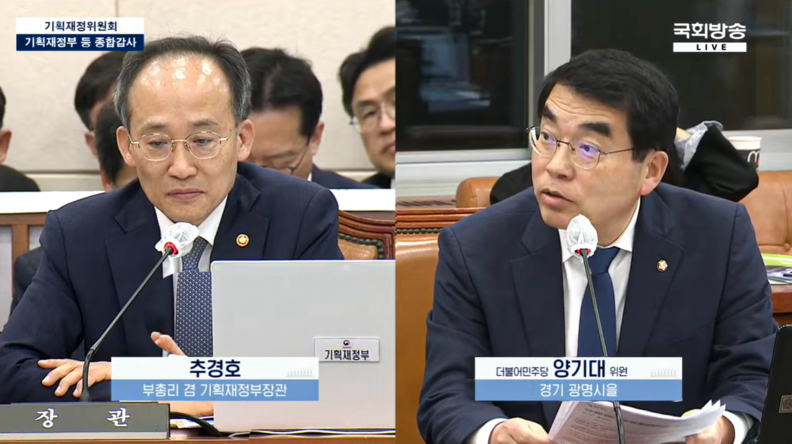 기획재정위원회 국정감사(사진제공=양기대 의원실)
