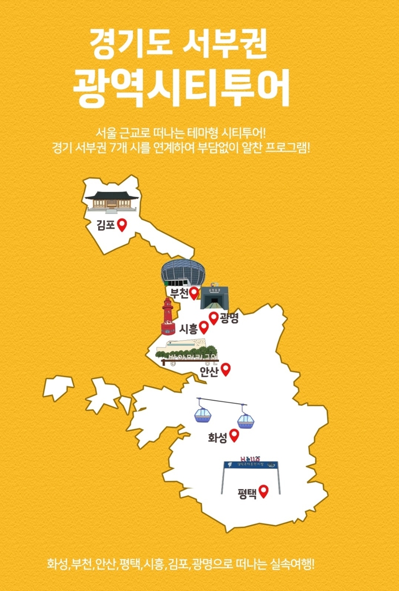 광명시를 비롯해 화성시 부천시 안산시 평택시 시흥시 김포시 등 경기 서부권 7개 시의 대표 관광지를 연계한 시티투어가 운영된다
