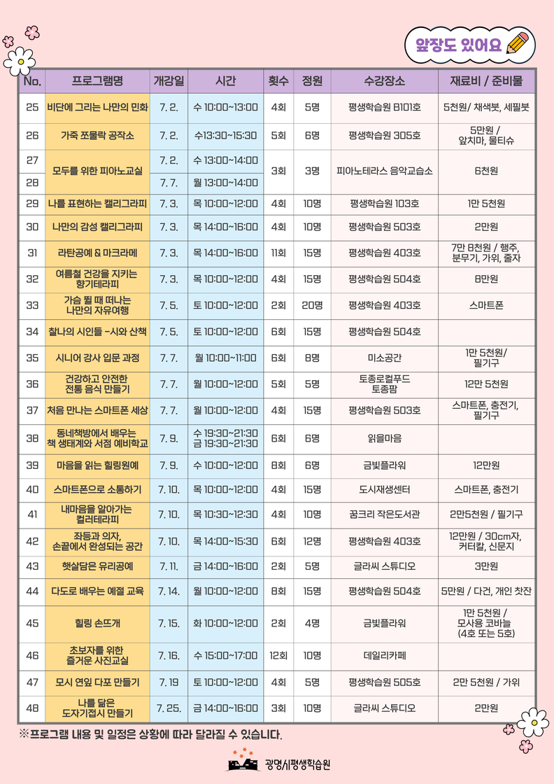 광명시, 시민이 기획하고 참여하는‘느슨한학교’학습자 모집