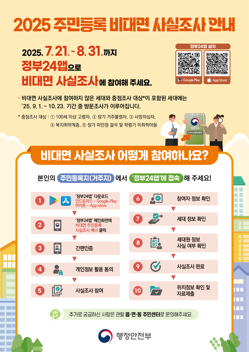 오산시,‘2025년 주민등록 사실조사’실시