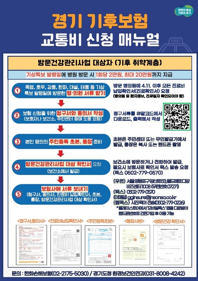 광명시보건소, 방문건강관리사업 대상자 기후보험 교통비 신청 지원