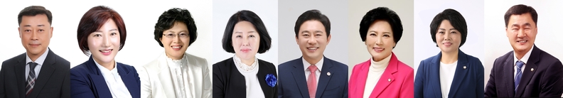 안산시의회, 제298회 임시회서 의원발의 조례안 10건 심의_좌측부터 김재국 현옥순 박은경 황은화 한갑수 이진분 김진숙 유재수 의원