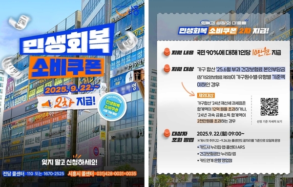 시흥시, 22일부터 '2차 민생회복 소비 쿠폰' 신청 시작!