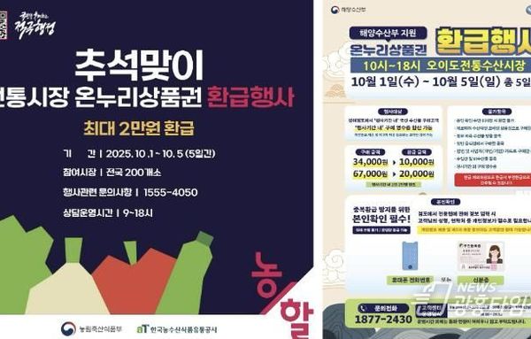 시흥시, 추석맞이 전통시장 온누리상품권 환급행사 추진!