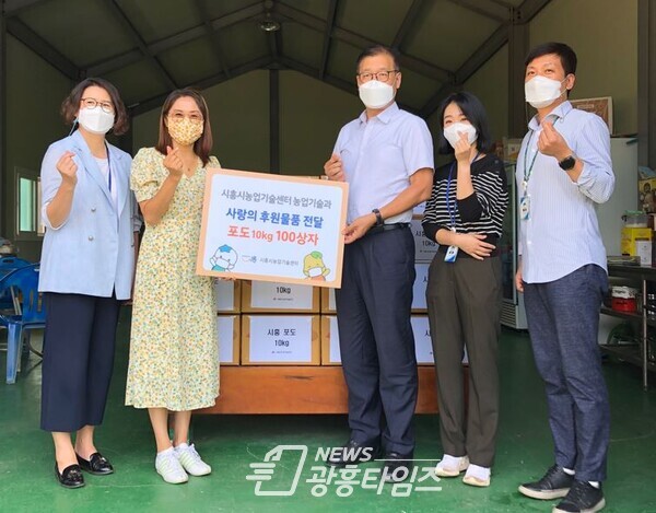 LPE연구과제수확포도기부(사진제공=시흥시) LPE연구과제수확포도기부(사진제공=시흥시)