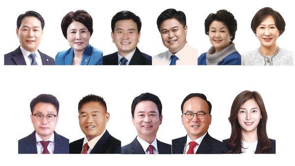 상단 왼쪽부터 더불어민주당 안성환 당선인, 이형덕 당선인, 이지석 당선인, 현충일 당선인, 오희령 당선인, 김정미 당선인. 하단 왼쪽부터 국민의힘 김종오 당선인, 이재한 당선인, 설진서 당선인, 구본신 당선인, 정지혜 당선인 상단 왼쪽부터 더불어민주당 안성환 당선인, 이형덕 당선인, 이지석 당선인, 현충일 당선인, 오희령 당선인, 김정미 당선인. 하단 왼쪽부터 국민의힘 김종오 당선인, 이재한 당선인, 설진서 당선인, 구본신 당선인, 정지혜 당선인