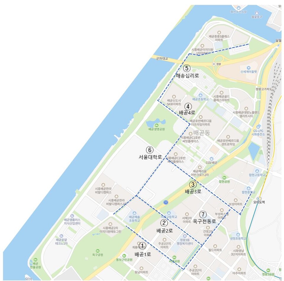 자율주행차 시범운행지구 지정_노선도(제공=시흥시)