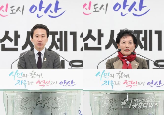 안산시의회 송바우나 의장(사진 왼쪽)과 이진분 부의장이 지난 22일 신안산대학교에서 개최된 ‘안산시 제12기 소상공인 상인대학 졸업식’에 참석했다.