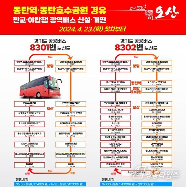 GTX동탄역·동탄호수공원·성남 판교·야탑역 경유 버스 운행