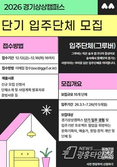 2025년 경기상상캠퍼스 단기입주단체 모집 포스터