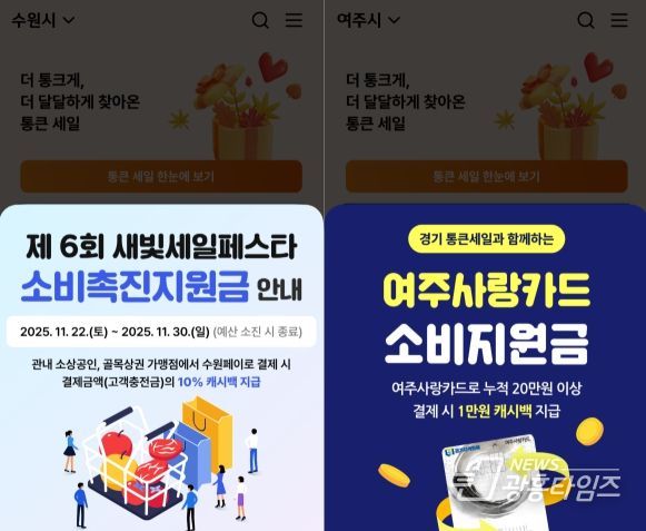 통큰 세일 기간 동안 일부 지차체가 자체 프로모션을 진행하고 있다