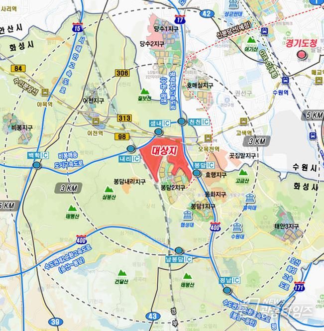 봉담3공공주택지구 위치도