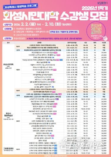 2026년 1학기 화성시민대학 수강생 모집 안내문